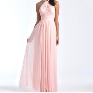 Size 10 Peach Allure 1565 Ruched Stretch Chiffon Bridesmaid Dress